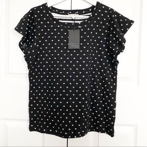 🆕Jane and Delancey Cotton Heart Ruffle Sleeve Top